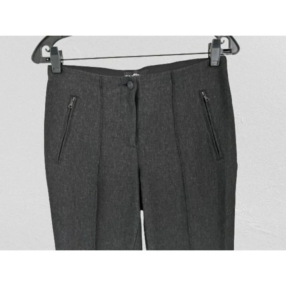 CAMBIO Pants Tapered Zipped Pockets Heather Gray Wool Blend Stretch Size 8